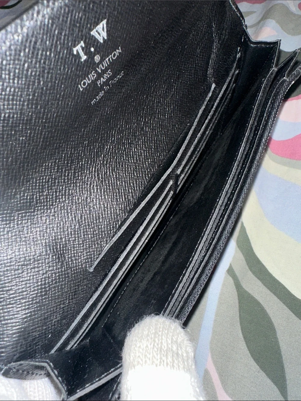 Louis Vuitton Dark Grey/ Almost Black Textured Taiga Leather Wallet